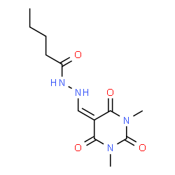 ChemSpider 2D Image | N'-[(1,3-Dimethyl-2,4,6-trioxotetrahydro-5(2H)-pyrimidinylidene)methyl]pentanehydrazide | C12H18N4O4