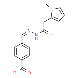 ChemSpider 2D Image | 4-[(Z)-{[(1-Methyl-1H-pyrrol-2-yl)acetyl]hydrazono}methyl]benzoate | C15H14N3O3