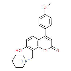 ChemSpider 2D Image | 1-{[7-Hydroxy-4-(4-methoxyphenyl)-2-oxo-2H-chromen-8-yl]methyl}piperidinium | C22H24NO4