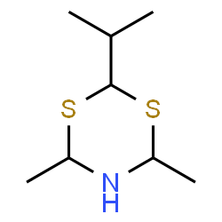 ChemSpider 2D Image | 2-Isopropyl-4,6-dimethyl-1,3,5-dithiazinane | C8H17NS2