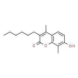 ChemSpider 2D Image | 3-Hexyl-7-hydroxy-4,8-dimethyl-2H-chromen-2-one | C17H22O3