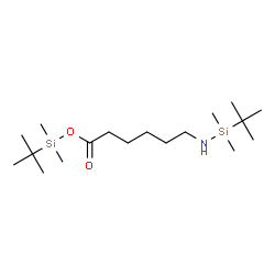 ChemSpider 2D Image | Dimethyl(2-methyl-2-propanyl)silyl 6-{[dimethyl(2-methyl-2-propanyl)silyl]amino}hexanoate | C18H41NO2Si2