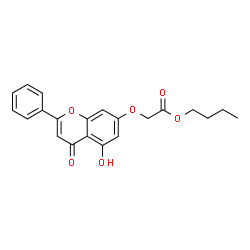 ChemSpider 2D Image | Butyl [(5-hydroxy-4-oxo-2-phenyl-4H-chromen-7-yl)oxy]acetate | C21H20O6
