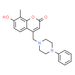 ChemSpider 2D Image | 7-Hydroxy-8-methyl-4-[(4-phenyl-1-piperazinyl)methyl]-2H-chromen-2-one | C21H22N2O3