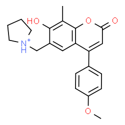 ChemSpider 2D Image | 1-{[7-Hydroxy-4-(4-methoxyphenyl)-8-methyl-2-oxo-2H-chromen-6-yl]methyl}pyrrolidinium | C22H24NO4