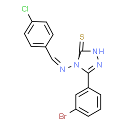 ChemSpider 2D Image | 5-(3-Bromophenyl)-4-[(Z)-(4-chlorobenzylidene)amino]-2,4-dihydro-3H-1,2,4-triazole-3-thione | C15H10BrClN4S