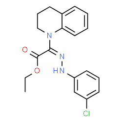 ChemSpider 2D Image | Ethyl (2E)-[(3-chlorophenyl)hydrazono](3,4-dihydro-1(2H)-quinolinyl)acetate | C19H20ClN3O2