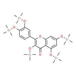 ChemSpider 2D Image | 2-(3,4-Bis[(trimethylsilyl)oxy]phenyl)-3,5,7-tris[(trimethylsilyl)oxy]-4H-chromen-4-one | C30H50O7Si5