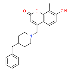 ChemSpider 2D Image | 4-[(4-Benzyl-1-piperidinyl)methyl]-7-hydroxy-8-methyl-2H-chromen-2-one | C23H25NO3