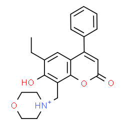 ChemSpider 2D Image | 4-[(6-Ethyl-7-hydroxy-2-oxo-4-phenyl-2H-chromen-8-yl)methyl]morpholin-4-ium | C22H24NO4