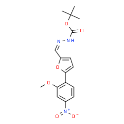 ChemSpider 2D Image | 2-Methyl-2-propanyl (2Z)-2-{[5-(2-methoxy-4-nitrophenyl)-2-furyl]methylene}hydrazinecarboxylate | C17H19N3O6