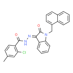 ChemSpider 2D Image | 2-Chloro-4-methyl-N'-[(3E)-1-(1-naphthylmethyl)-2-oxo-1,2-dihydro-3H-indol-3-ylidene]benzohydrazide | C27H20ClN3O2