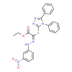 ChemSpider 2D Image | Ethyl (2E)-[(4,5-diphenyl-4H-1,2,4-triazol-3-yl)sulfanyl][(3-nitrophenyl)hydrazono]acetate | C24H20N6O4S