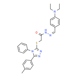 ChemSpider 2D Image | N'-{(Z)-[4-(Diethylamino)phenyl]methylene}-2-{[5-(4-methylphenyl)-4-phenyl-4H-1,2,4-triazol-3-yl]sulfanyl}acetohydrazide | C28H30N6OS
