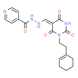 ChemSpider 2D Image | N'-[(Z)-{1-[2-(1-Cyclohexen-1-yl)ethyl]-2,4,6-trioxotetrahydro-5(2H)-pyrimidinylidene}methyl]isonicotinohydrazide | C19H21N5O4