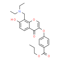 ChemSpider 2D Image | Propyl 4-({8-[(diethylamino)methyl]-7-hydroxy-4-oxo-4H-chromen-3-yl}oxy)benzoate | C24H27NO6