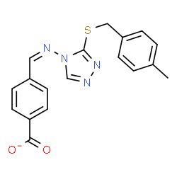 ChemSpider 2D Image | 4-[(Z)-({3-[(4-Methylbenzyl)sulfanyl]-4H-1,2,4-triazol-4-yl}imino)methyl]benzoate | C18H15N4O2S