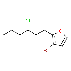 ChemSpider 2D Image | 3-Bromo-2-(3-chlorohexyl)furan | C10H14BrClO