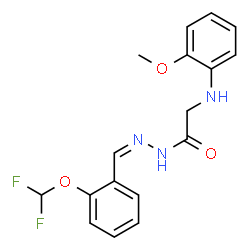 ChemSpider 2D Image | N'-{(Z)-[2-(Difluoromethoxy)phenyl]methylene}-2-[(2-methoxyphenyl)amino]acetohydrazide | C17H17F2N3O3