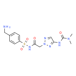 ChemSpider 2D Image | N-{[4-(Aminomethyl)phenyl]sulfonyl}-2-{4-[(dimethylcarbamoyl)amino]-2H-1,2,3-triazol-2-yl}acetamide | C14H19N7O4S