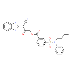 ChemSpider 2D Image | 3-Cyano-3-(1,3-dihydro-2H-benzimidazol-2-ylidene)-2-oxopropyl 3-[butyl(phenyl)sulfamoyl]benzoate | C28H26N4O5S