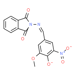 ChemSpider 2D Image | 4-{(Z)-[(1,3-Dioxo-1,3-dihydro-2H-isoindol-2-yl)imino]methyl}-2-methoxy-6-nitrophenolate | C16H10N3O6