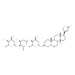 ChemSpider 2D Image | (3beta,5beta,8xi,9xi)-3-{[2,6-Dideoxy-beta-D-ribo-hexopyranosyl-(1->4)-2,6-dideoxy-beta-D-ribo-hexopyranosyl-(1->4)-2,6-dideoxy-beta-D-ribo-hexopyranosyl]oxy}-14-hydroxycard-20(22)-enolide | C41H64O13