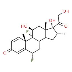 ChemSpider 2D Image | (6alpha,8xi,11beta,14xi,16alpha)-6,9-Difluoro-11,17,21-trihydroxy-16-methylpregna-1,4-diene-3,20-dione | C22H28F2O5