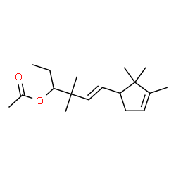 ChemSpider 2D Image | (5E)-4,4-Dimethyl-6-(2,2,3-trimethyl-3-cyclopenten-1-yl)-5-hexen-3-yl acetate | C18H30O2