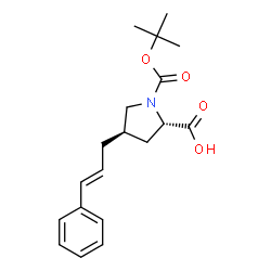ChemSpider 2D Image | (4R)-1-{[(2-Methyl-2-propanyl)oxy]carbonyl}-4-[(2E)-3-phenyl-2-propen-1-yl]-L-proline | C19H25NO4