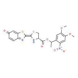 ChemSpider 2D Image | 1-(4,5-Dimethoxy-2-nitrophenyl)ethyl (2Z,4S)-2-(6-oxo-1,3-benzothiazol-2(6H)-ylidene)-1,3-thiazolidine-4-carboxylate | C21H19N3O7S2