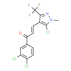 ChemSpider 2D Image | (2E)-3-[5-Chloro-1-methyl-3-(trifluoromethyl)-1H-pyrazol-4-yl]-1-(3,4-dichlorophenyl)-2-propen-1-one | C14H8Cl3F3N2O