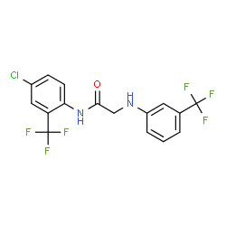 ChemSpider 2D Image | N-[4-Chloro-2-(trifluoromethyl)phenyl]-N~2~-[3-(trifluoromethyl)phenyl]glycinamide | C16H11ClF6N2O