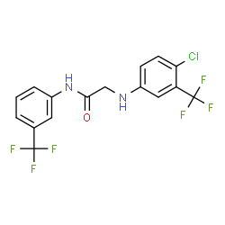 ChemSpider 2D Image | N~2~-[4-Chloro-3-(trifluoromethyl)phenyl]-N-[3-(trifluoromethyl)phenyl]glycinamide | C16H11ClF6N2O