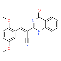 ChemSpider 2D Image | (2E)-3-(2,5-Dimethoxyphenyl)-2-(4-oxo-1,4-dihydro-2-quinazolinyl)acrylonitrile | C19H15N3O3