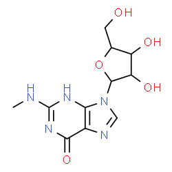 ChemSpider 2D Image | 2-(Methylamino)-9-pentofuranosyl-3,9-dihydro-6H-purin-6-one | C11H15N5O5