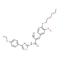 ChemSpider 2D Image | (2E)-2-Cyano-N-[4-(4-ethoxyphenyl)-1,3-thiazol-2-yl]-3-[4-(hexyloxy)-3-methoxyphenyl]acrylamide | C28H31N3O4S