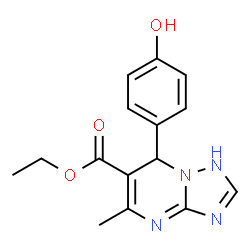 ChemSpider 2D Image | Ethyl 7-(4-hydroxyphenyl)-5-methyl-1,7-dihydro[1,2,4]triazolo[1,5-a]pyrimidine-6-carboxylate | C15H16N4O3
