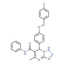 ChemSpider 2D Image | 5-Methyl-7-{4-[(4-methylbenzyl)oxy]phenyl}-N-phenyl-1,7-dihydrotetrazolo[1,5-a]pyrimidine-6-carboxamide | C26H24N6O2