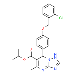 ChemSpider 2D Image | Isopropyl 7-{4-[(2-chlorobenzyl)oxy]phenyl}-5-methyl-1,7-dihydro[1,2,4]triazolo[1,5-a]pyrimidine-6-carboxylate | C23H23ClN4O3