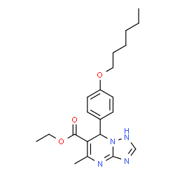 ChemSpider 2D Image | Ethyl 7-[4-(hexyloxy)phenyl]-5-methyl-1,7-dihydro[1,2,4]triazolo[1,5-a]pyrimidine-6-carboxylate | C21H28N4O3