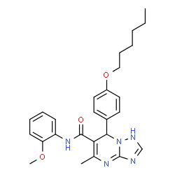 ChemSpider 2D Image | 7-[4-(Hexyloxy)phenyl]-N-(2-methoxyphenyl)-5-methyl-1,7-dihydro[1,2,4]triazolo[1,5-a]pyrimidine-6-carboxamide | C26H31N5O3