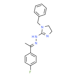 ChemSpider 2D Image | 1-Benzyl-2-{(2E)-2-[1-(4-fluorophenyl)ethylidene]hydrazino}-4,5-dihydro-1H-imidazole | C18H19FN4