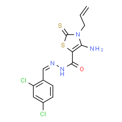 ChemSpider 2D Image | 3-allyl-4-amino-N'-[(2,4-dichlorophenyl)methylene]-2-thioxo-2,3-dihydro-1,3-thiazole-5-carbohydrazide | C14H12Cl2N4OS2