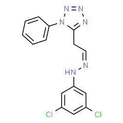 ChemSpider 2D Image | 5-{(2Z)-2-[(3,5-Dichlorophenyl)hydrazono]ethyl}-1-phenyl-1H-tetrazole | C15H12Cl2N6