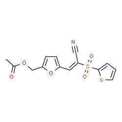 ChemSpider 2D Image | {5-[(E)-2-Cyano-2-(2-thienylsulfonyl)vinyl]-2-furyl}methyl acetate | C14H11NO5S2