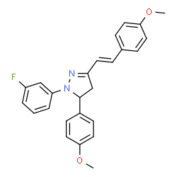 ChemSpider 2D Image | 1-(3-Fluorophenyl)-5-(4-methoxyphenyl)-3-[(E)-2-(4-methoxyphenyl)vinyl]-4,5-dihydro-1H-pyrazole | C25H23FN2O2
