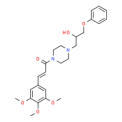 ChemSpider 2D Image | (2E)-1-[4-(2-Hydroxy-3-phenoxypropyl)-1-piperazinyl]-3-(3,4,5-trimethoxyphenyl)-2-propen-1-one | C25H32N2O6
