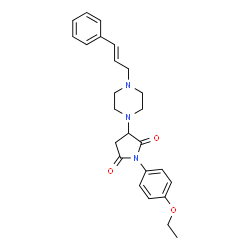 ChemSpider 2D Image | 1-(4-Ethoxy-phenyl)-3-[4-(3-phenyl-allyl)-piperazin-1-yl]-pyrrolidine-2,5-dione | C25H29N3O3