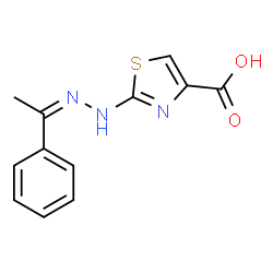 ChemSpider 2D Image | 2-[(2Z)-2-(1-Phenylethylidene)hydrazino]-1,3-thiazole-4-carboxylic acid | C12H11N3O2S